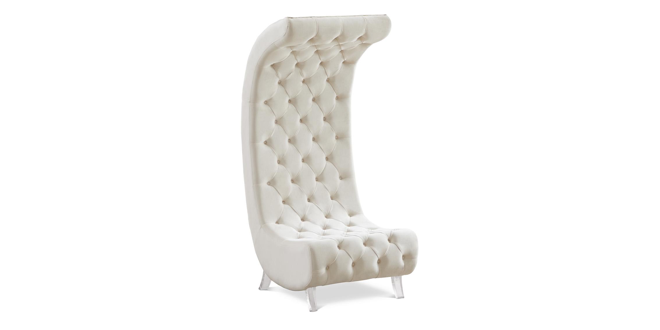 

    
Cream Velvet Tufted Accent Chair CRESCENT 568Cream-C Meridian Contemporary
