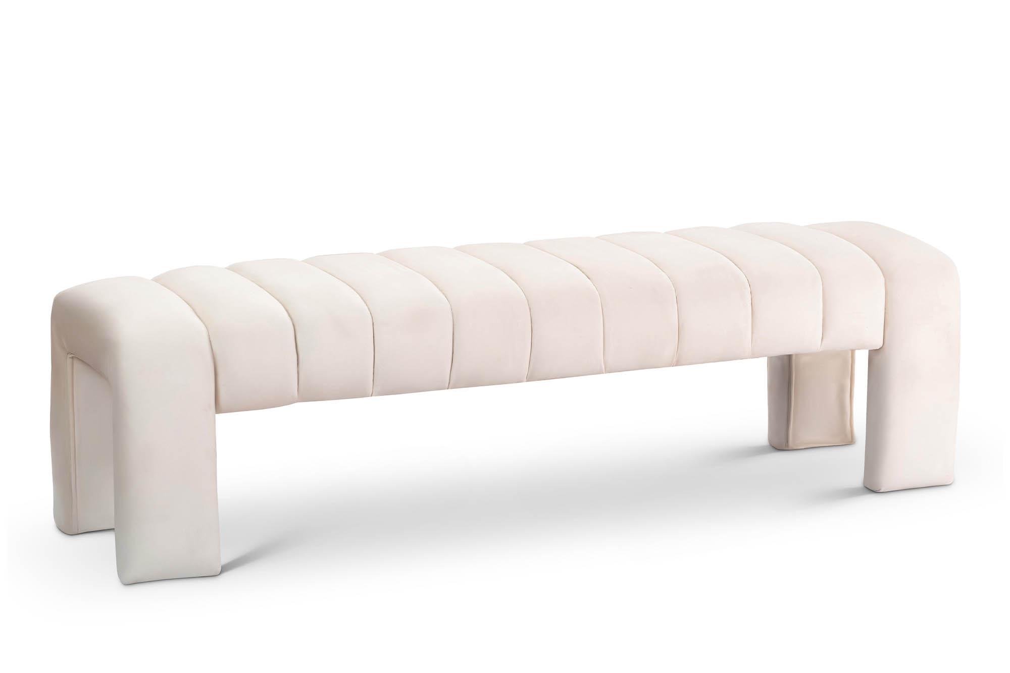 Contemporary, Modern Bench ANDAZ 443Cream 443Cream in Cream Velvet