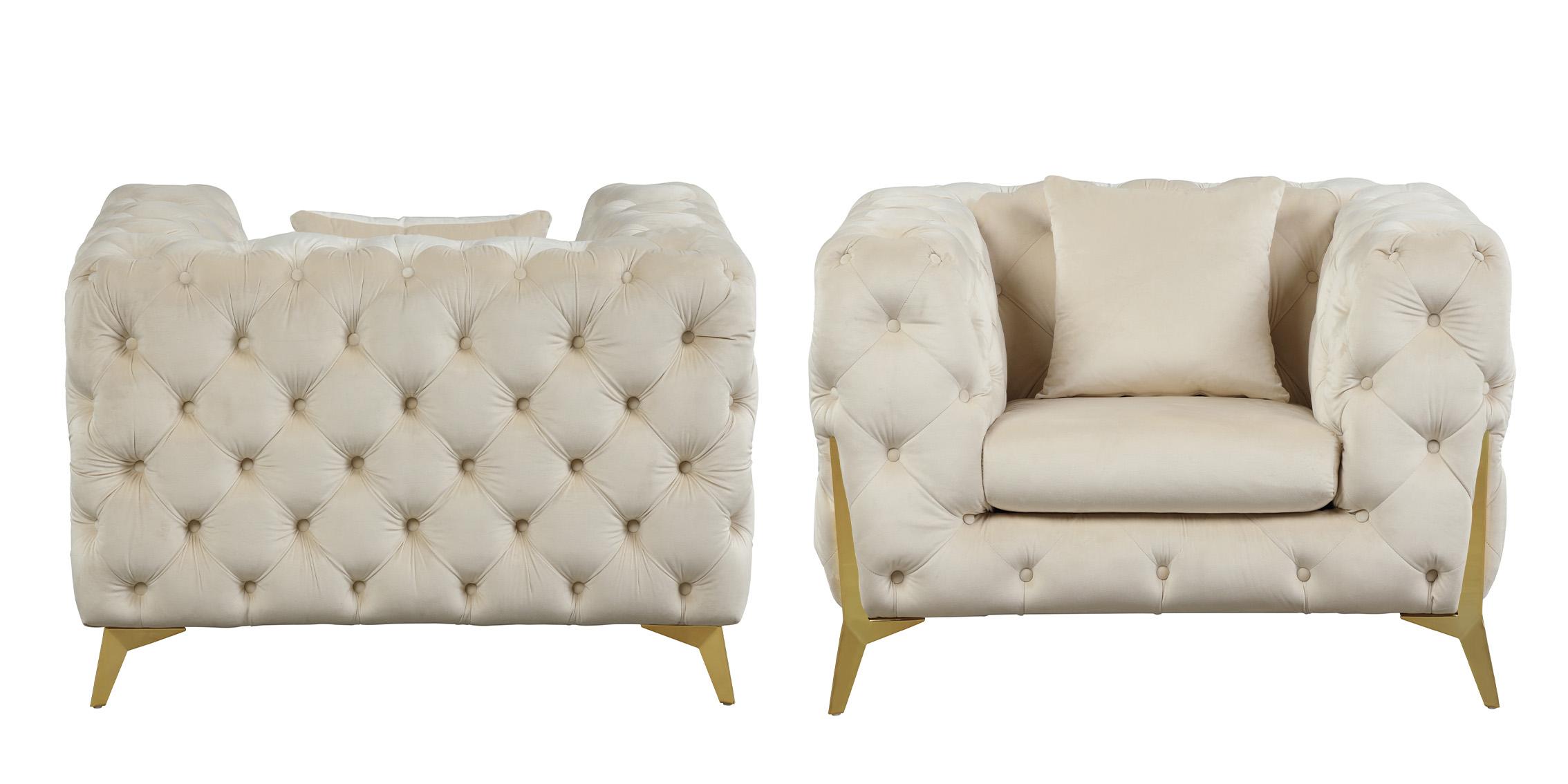 

    
Cream Velvet Tufted Chair Set 2Pcs KINGDOM 695Cream-C Meridian Contemporary
