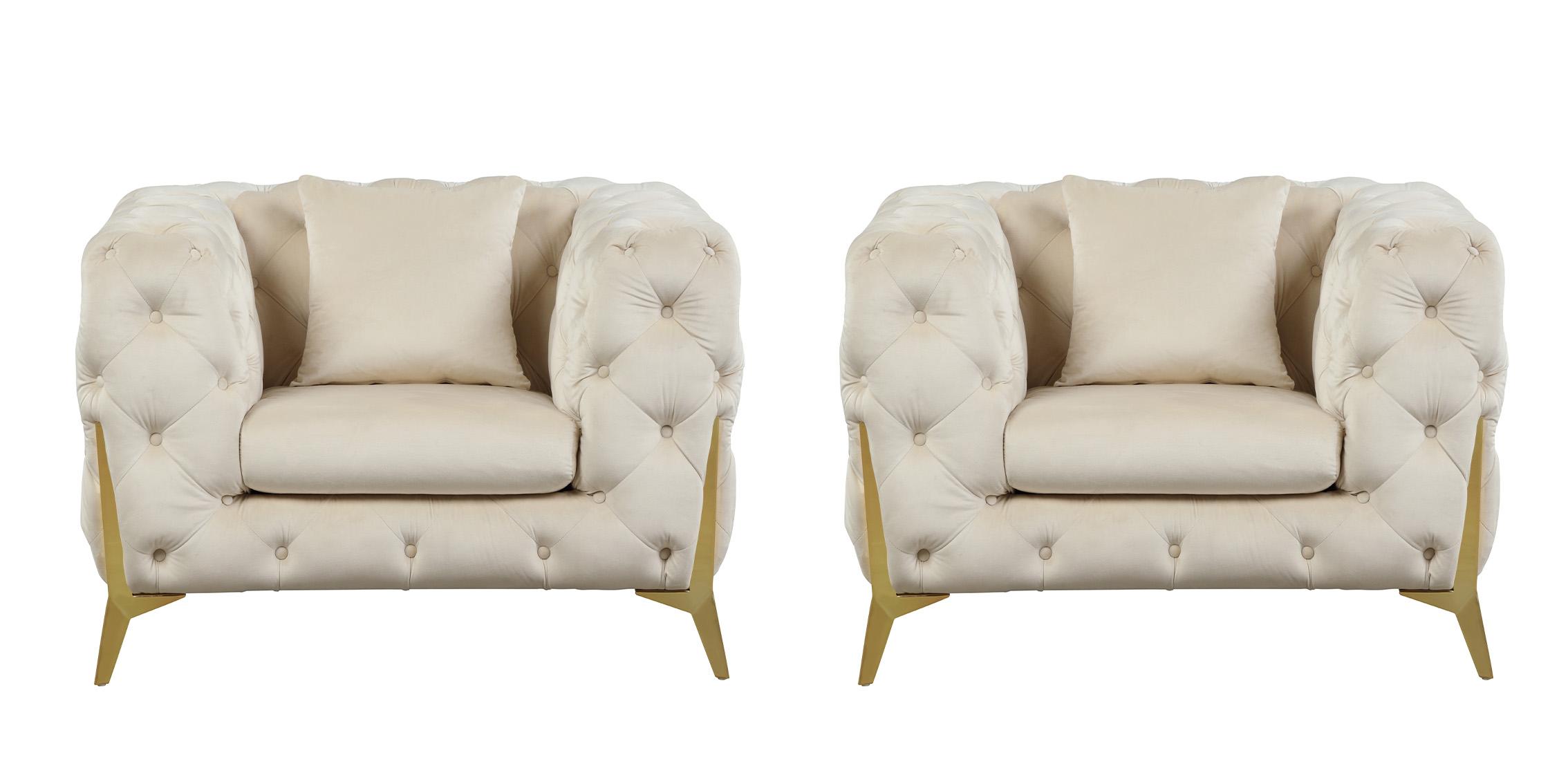 

        
Meridian Furniture KINGDOM 695Cream-C-Set Arm Chair Set Cream Velvet 094308258393
