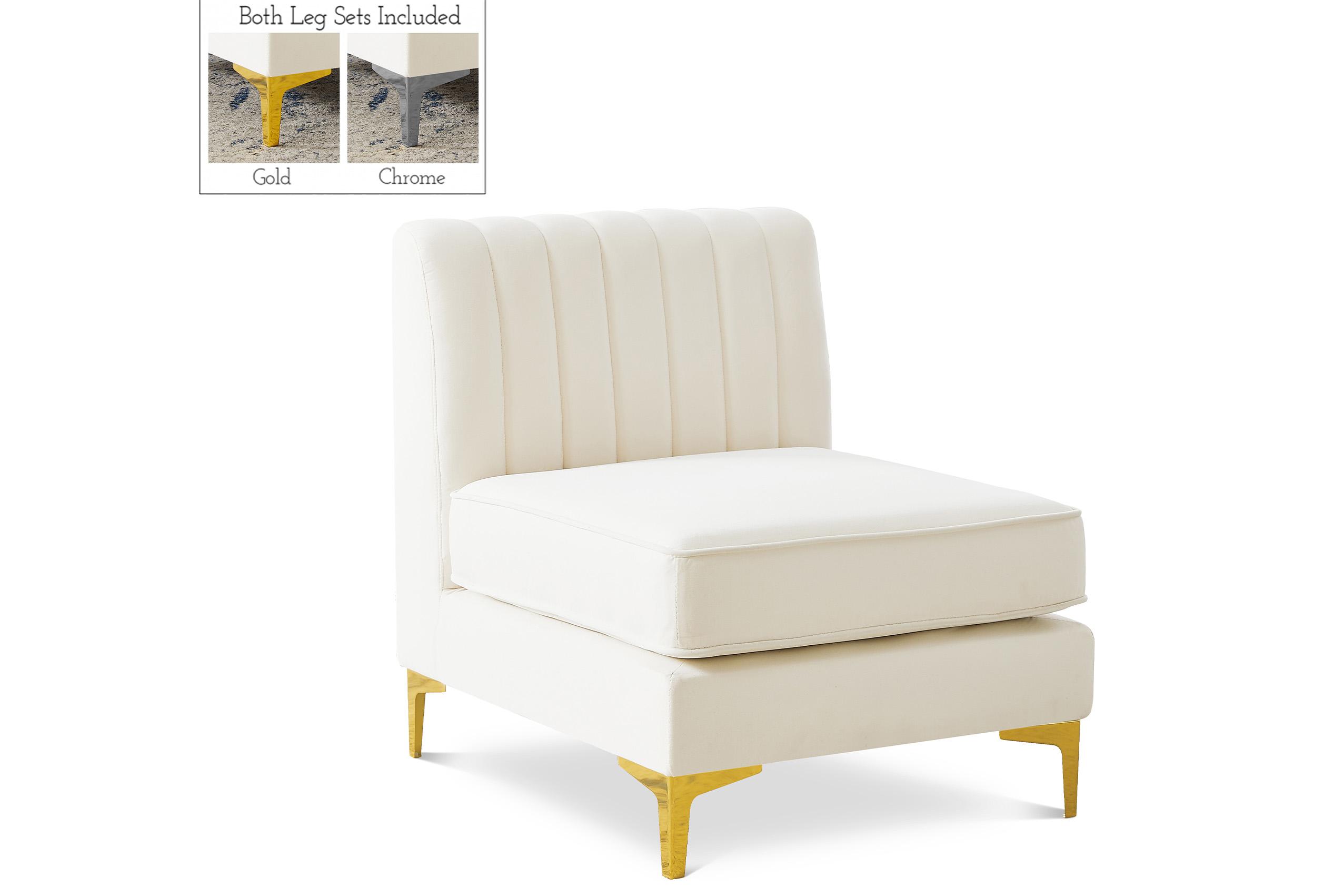 Contemporary, Modern Modular Armless Chair ALINA 604Cream-Armless 604Cream-Armless in Cream Velvet