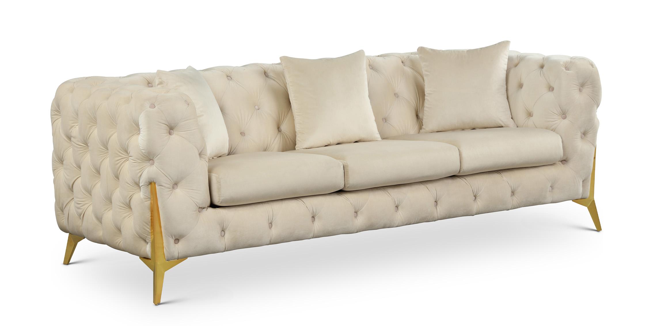

    
Cream Velvet Tufted Sofa KINGDOM 695Cream-S Meridian Contemporary Modern
