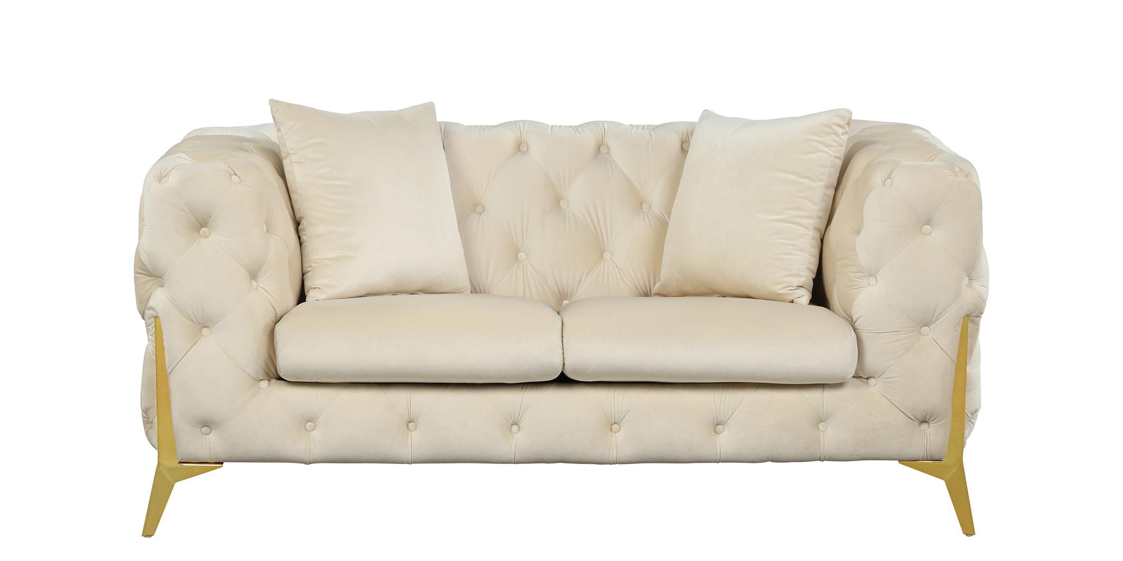 

    
 Shop  Cream Velvet Tufted Sofa Set 2Pcs KINGDOM 695Cream Meridian Contemporary
