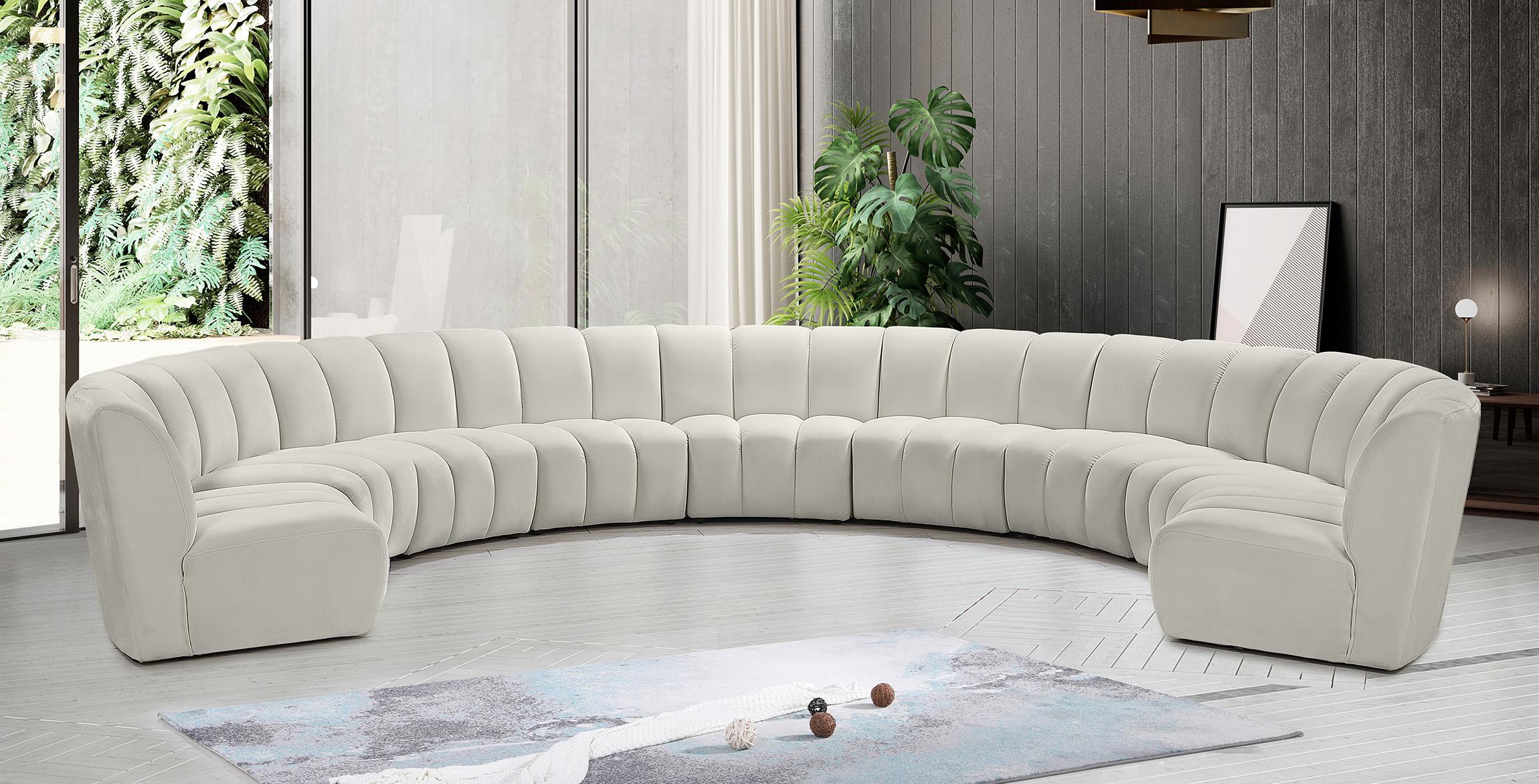 

    
Cream Velvet Modular Sectional Sofa INFINITY 638Cream-9PC Meridian Modern
