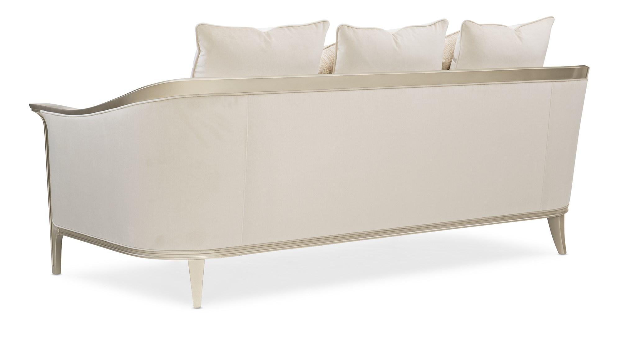 

        
Caracole EAVES DROP Sofa Chair and Coffee Table Cream Velvet 662896031621
