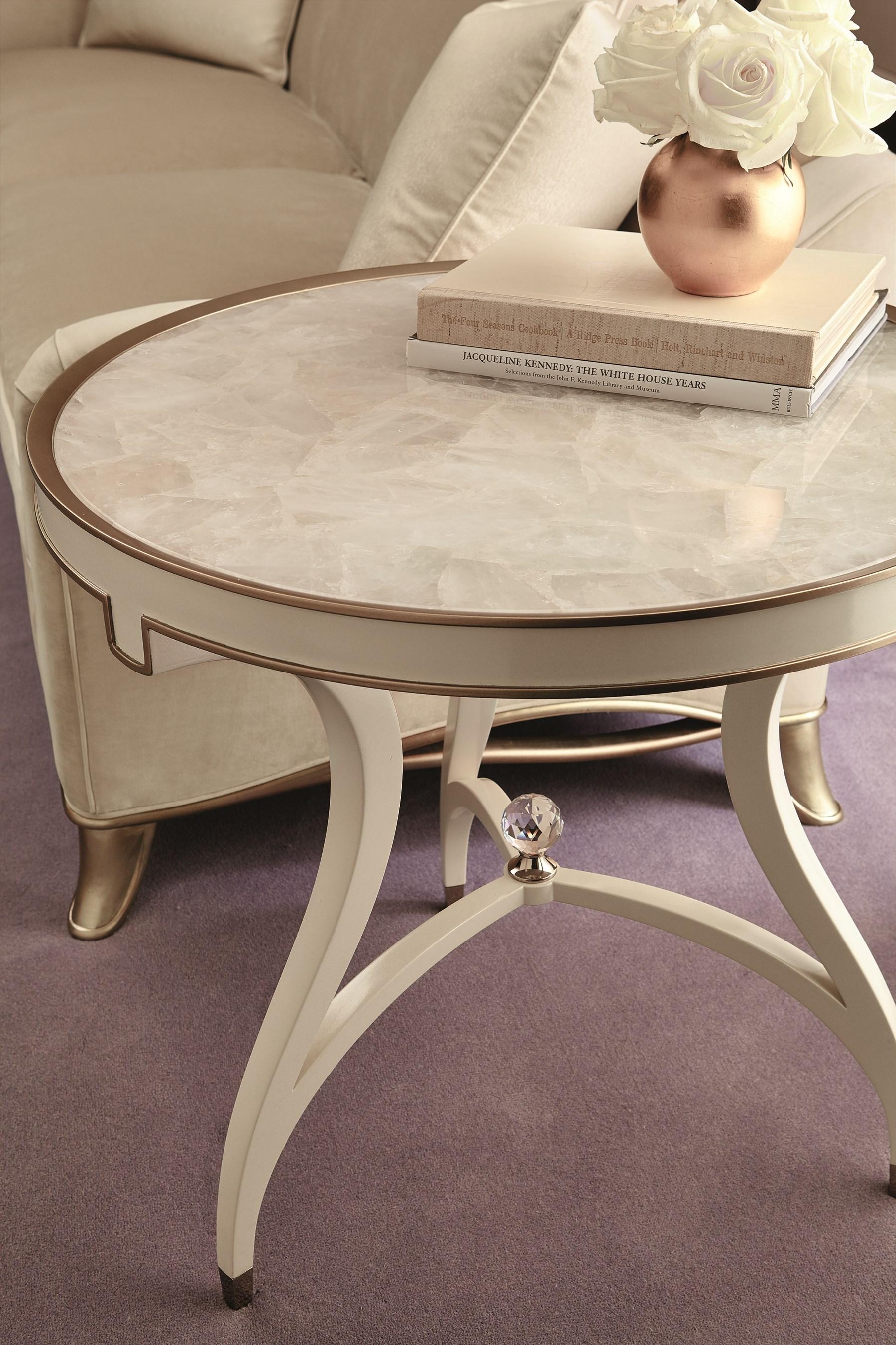 Contemporary End Table THE LADIES SIDE SIG-416-412 in Cream, Gold 