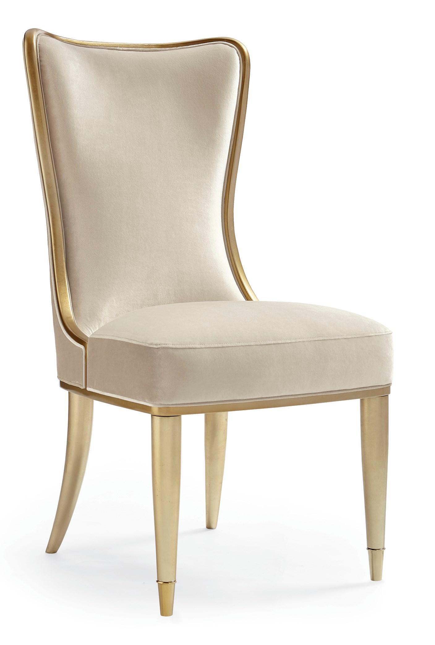 

    
Creme Velvet Fabric Softly Winged SOPHISTICATES DINING CHAIR Set 2Pcs by Caracole
