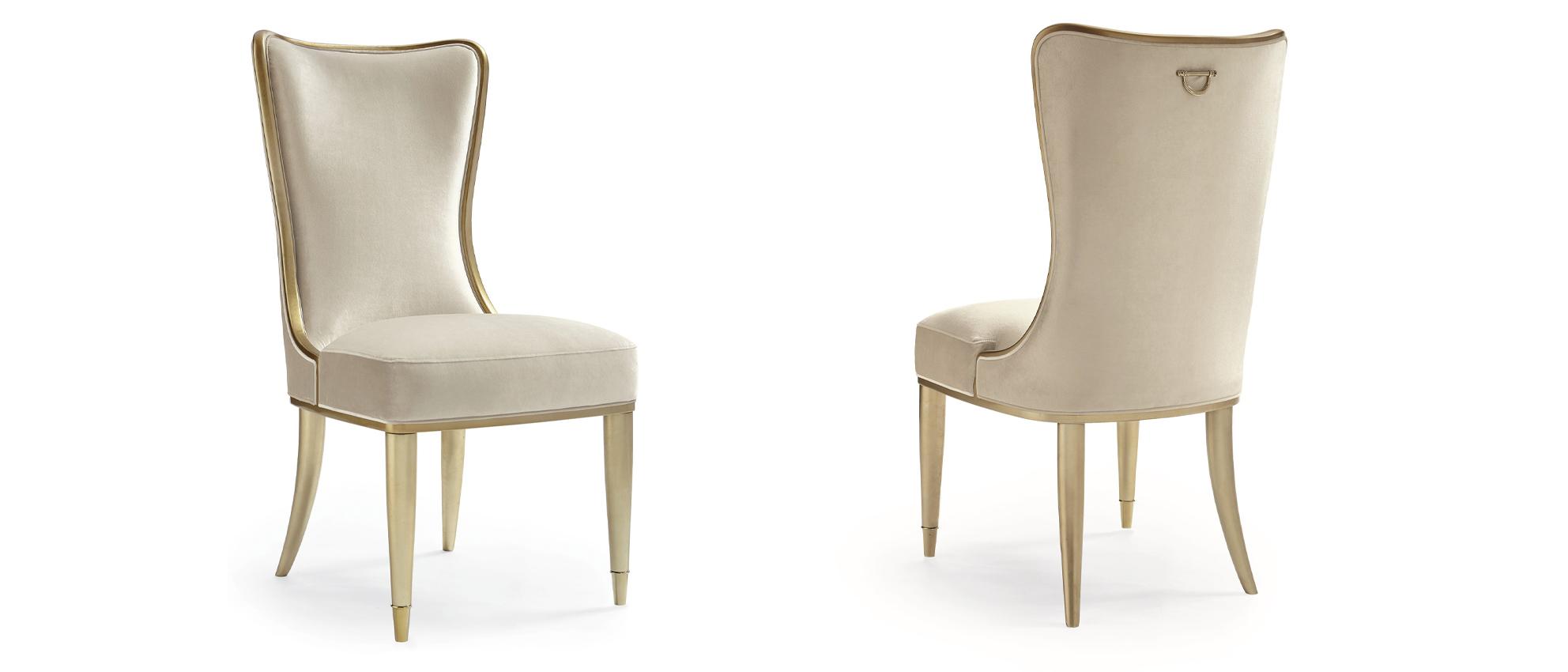 Modern Dining Chair Set SOPHISTICATES DINING CHAIR SIG-416-282-Set-2 in Cream, Gold Velvet