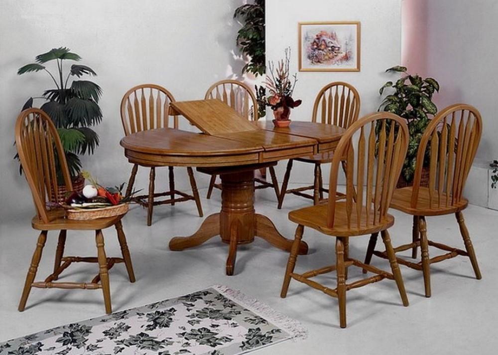 

    
Crown Mark 1052-5P Farmhouse Traditional Oak Finish Oval Table Dining Set 5Pcs
