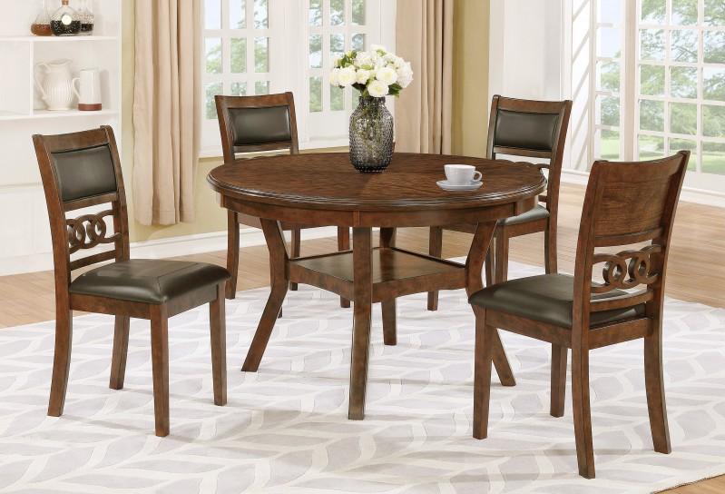 

    
Crown Mark 2216 Cally Modern Medium Brown Finish Dining Table & Chairs Set 5Pcs
