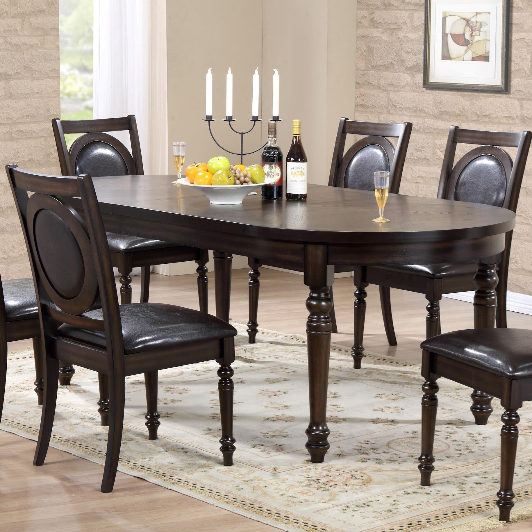 

    
Crown Mark 2331 Lyla Dining Table w/Leaf & Rounded Ends Dining Room Set 7Pcs
