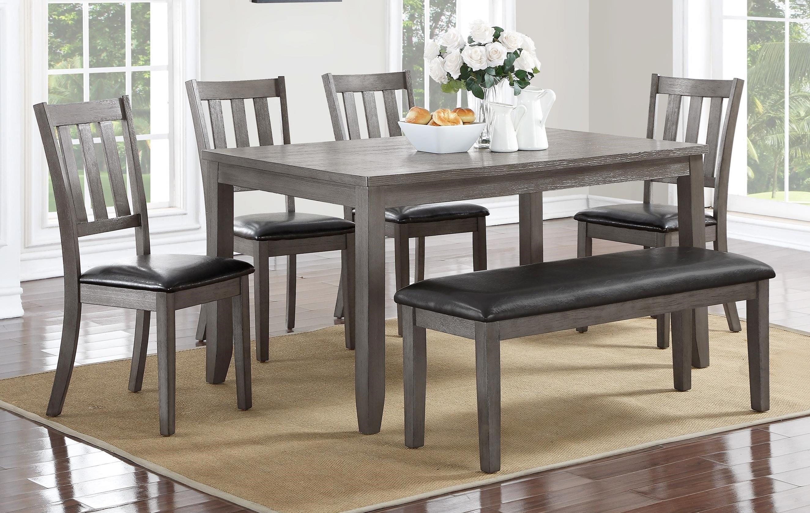 Traditional, Transitional Dining Sets 2361GY-6P Cosgrove 2361GY-6P-Set-6 in Black, Brown, Gray Faux Leather