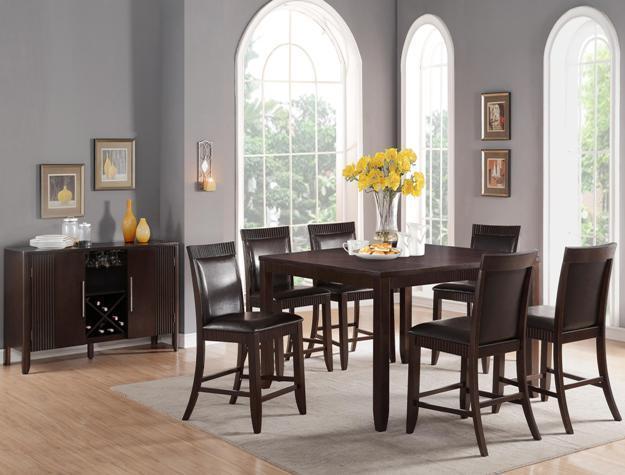 Contemporary Dining Sets Ariana 2768 7Pcs in Dark Brown Leatherette