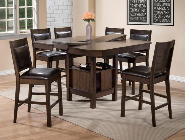 Contemporary Dining Sets Marlow 2847 7Pcs in Dark Brown Leatherette
