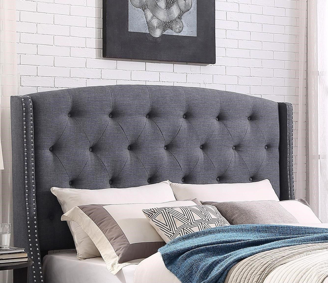 

    
Crown Mark 5111-ALL Eva Grey Fabric Tufted Headboard Queen Size Bed
