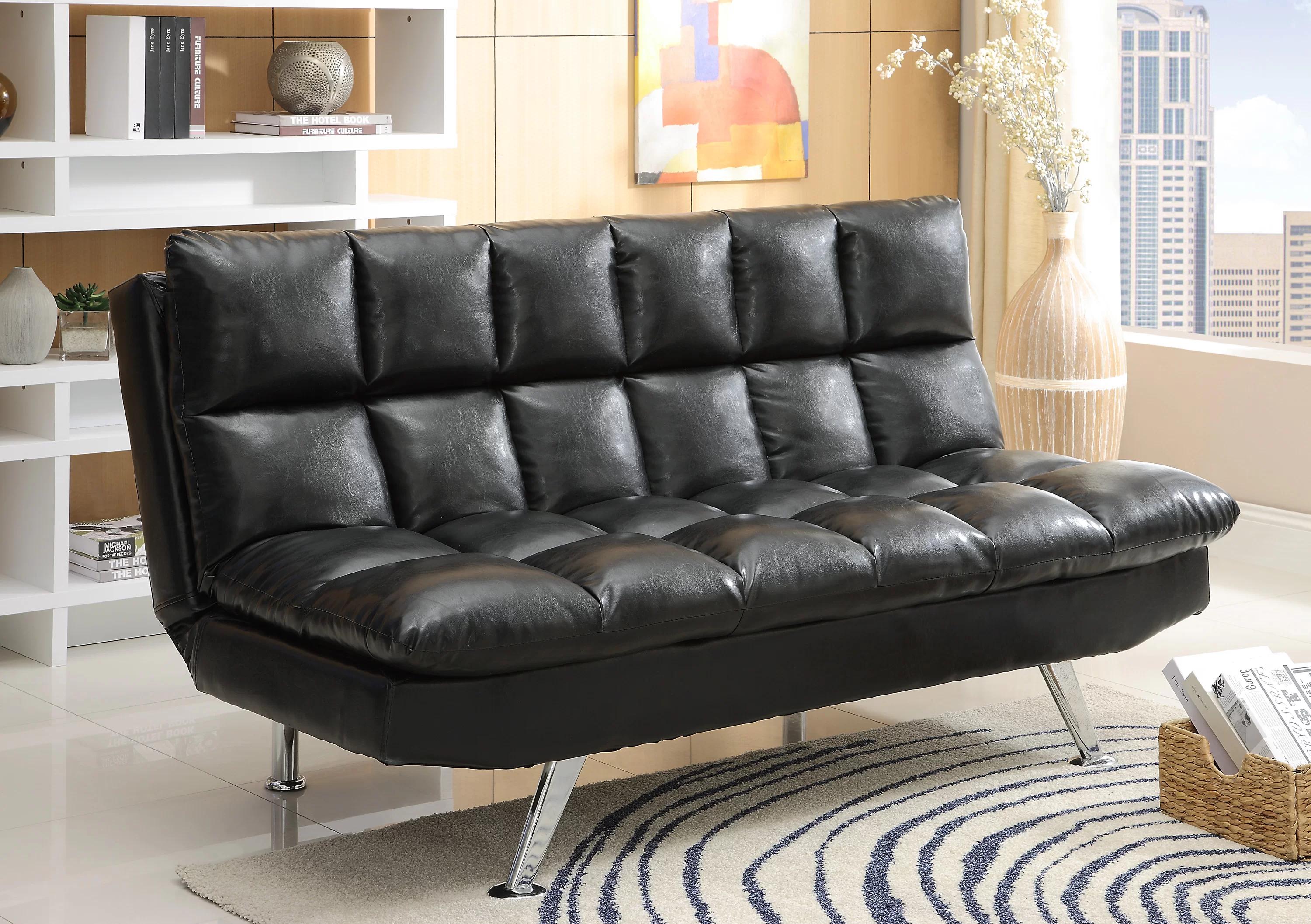 

    
Transitional Adjustable Black Faux Leather Sofa by Crown Mark Sundown 5250-BK
