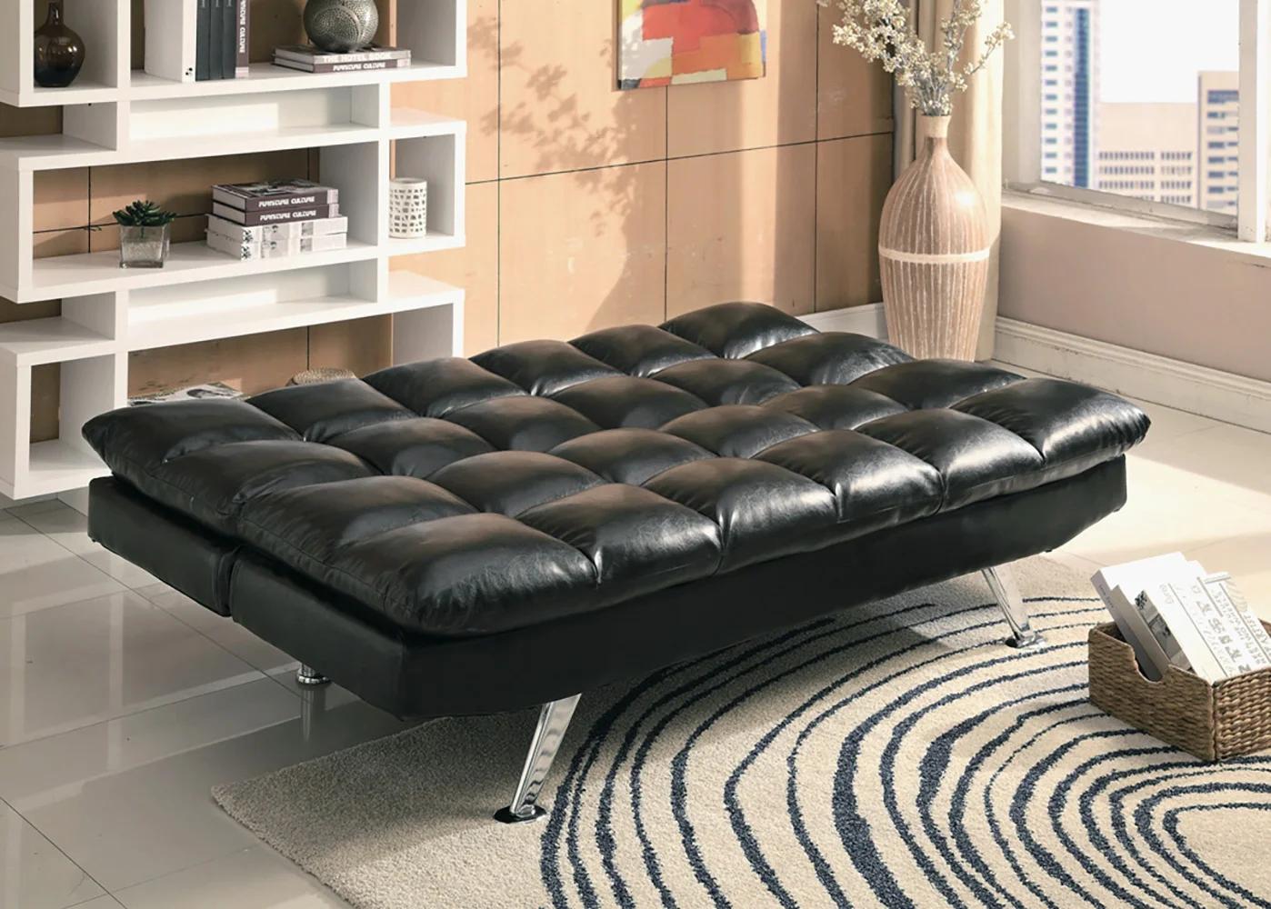 

    
Transitional Adjustable Black Faux Leather Sofa by Crown Mark Sundown 5250-BK
