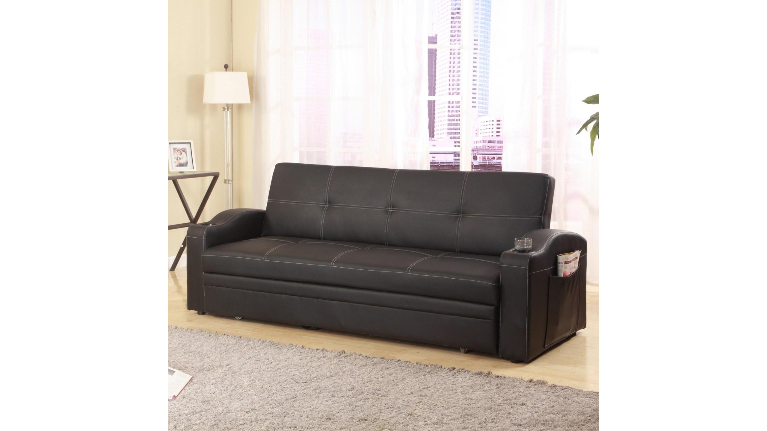 

    
Black Adjustable Sofa Bed w/ Cup Holders by Crown Mark Easton 5310SET
