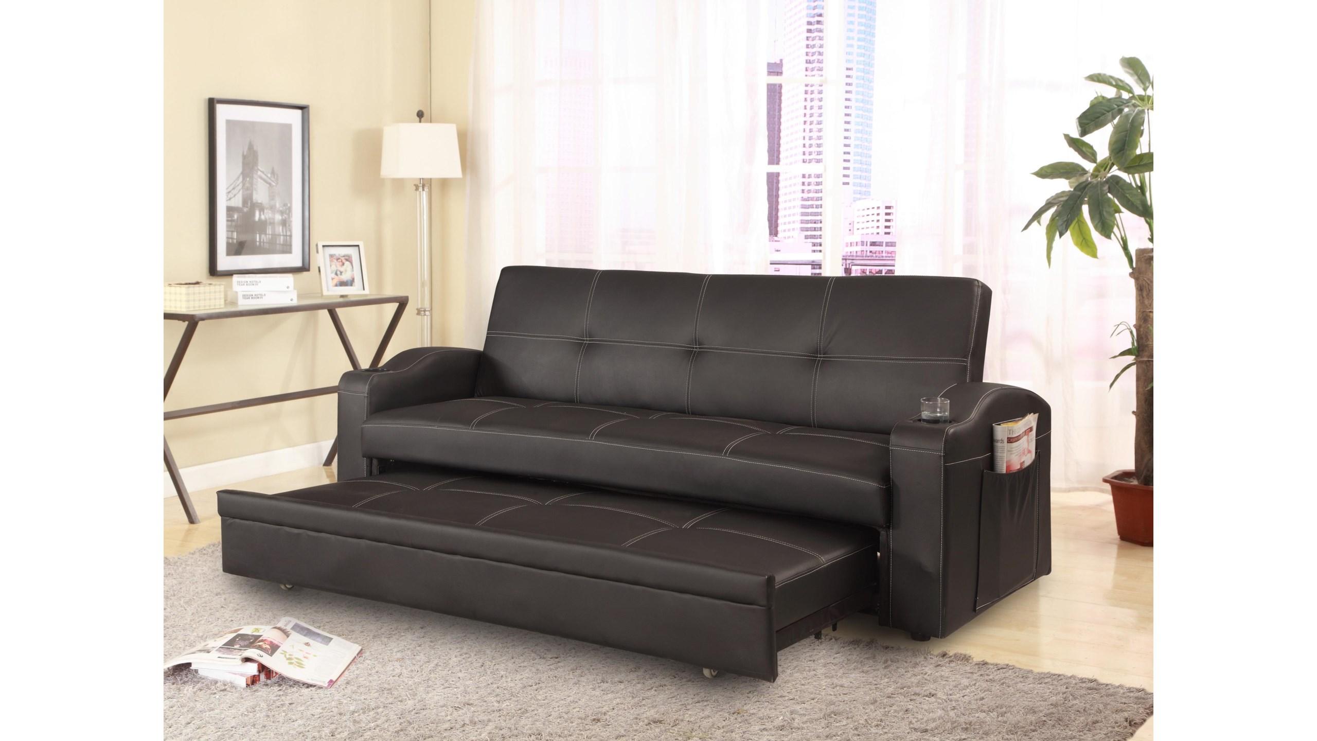 

    
Black Adjustable Sofa Bed w/ Cup Holders by Crown Mark Easton 5310SET
