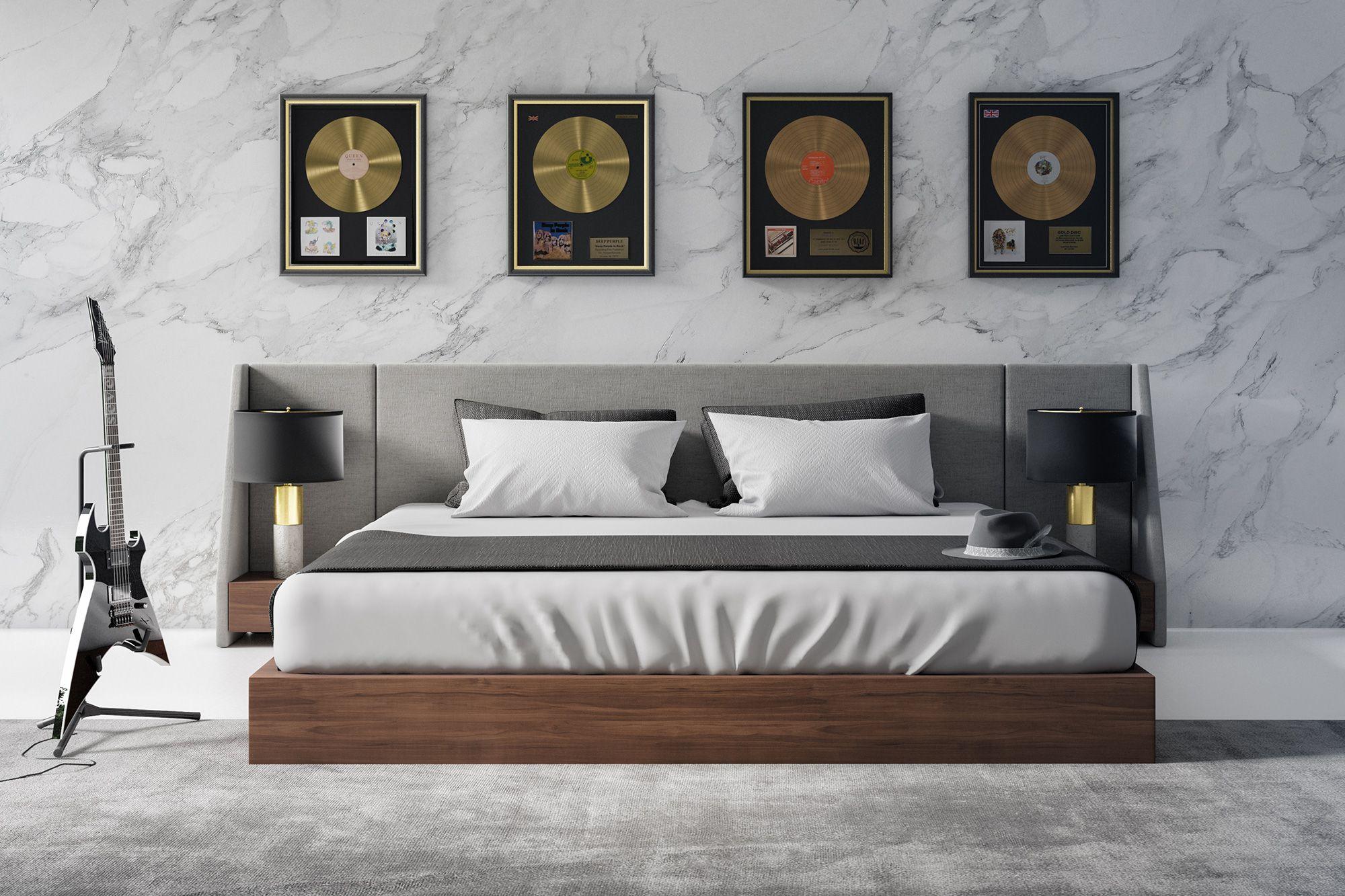 

    
Grey Fabric & Walnut Queen Bed + 2 Nightstands by VIG Nova Domus Janice
