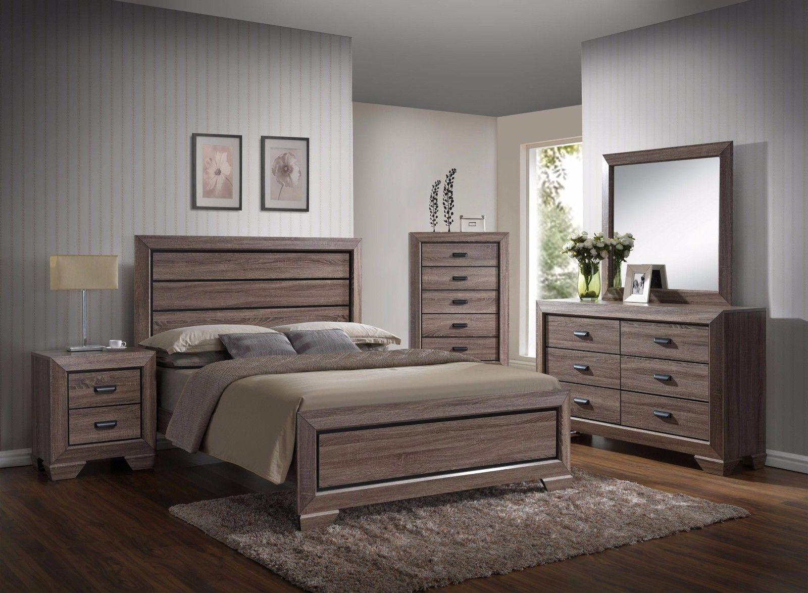 

    
Crown Mark B5500 Farrow Grey/Brown Finish Solid Wood King Size Bedroom Set 5Pcs
