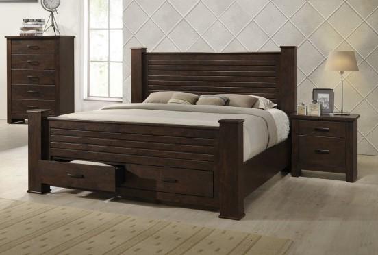 

    
Crown Mark B5710 Clinton Rustic Wood Grain Patterns Queen Bedroom w/Storage 3Pcs
