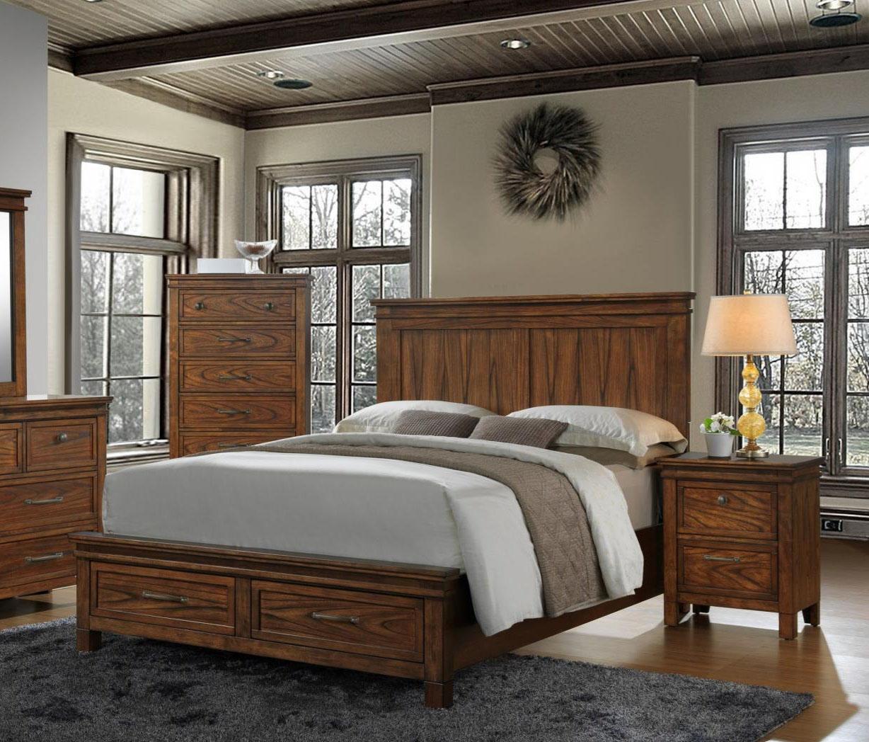 Traditional Storage Bed B6400 Cassidy B6400-Q-Set-3 in Brown 