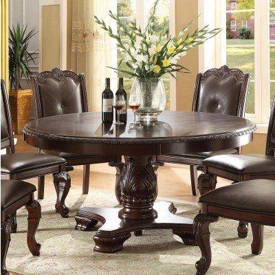 

    
Crown Mark D2150-60 Kiera Classic Brown Finish Round Table Dining Room Set 5Pcs
