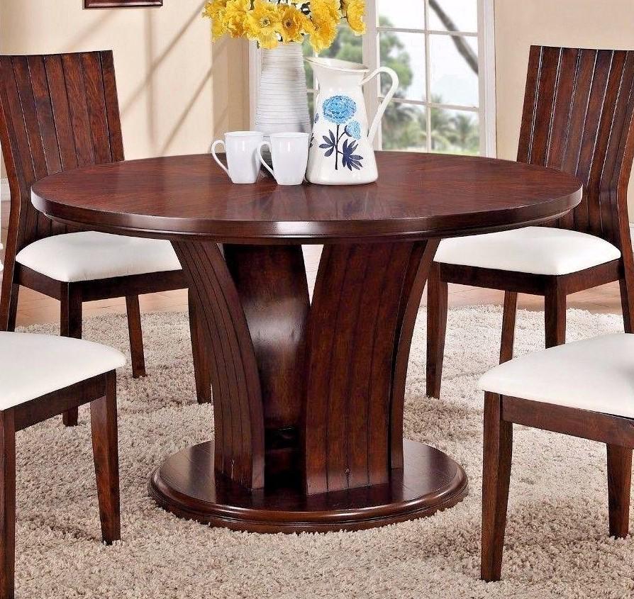 

    
Crown Mark D2234WH Daria Transitional Round Shape Table Dining Room Set 5Pcs
