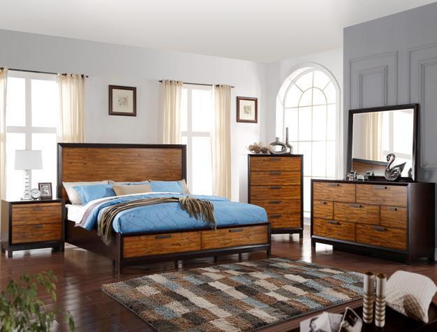 Contemporary Storage Bedroom Set RB1800 RB1800 -K 3Pcs in Brown 