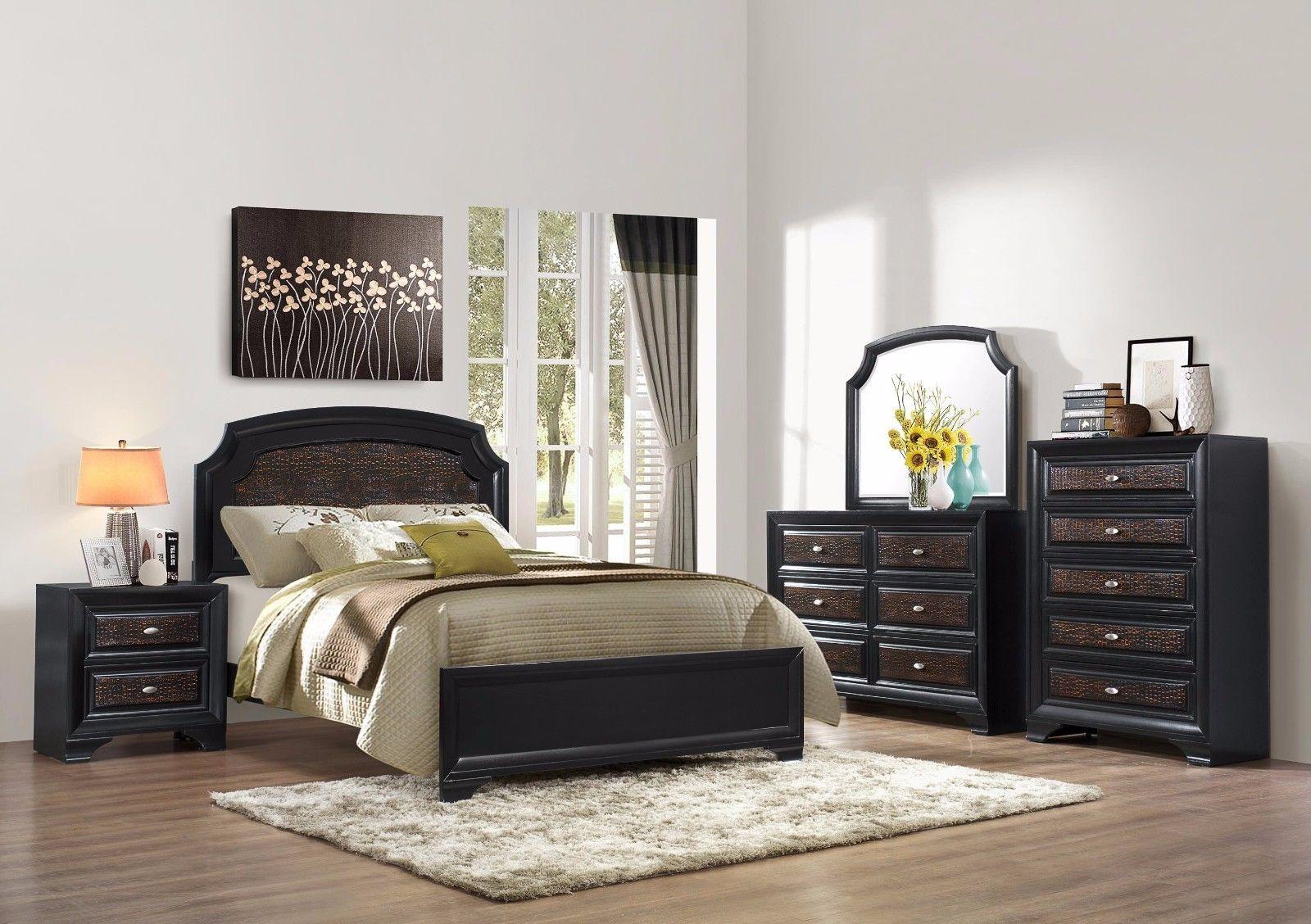 

    
Crown Mark RB4300 Andros Black Wood Solids Crocodile Pattern Queen Bedroom Set 3Pcs
