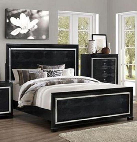 

    
Crown Mark RB7200 Aria Modern Black Finish Solid Wood Queen Size Bedroom Set 3Pcs
