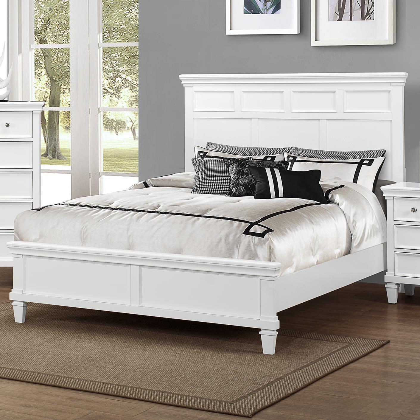 

    
Crown Mark B9100 Hannah Classic White Finish Solid Wood King Bedroom Set  5Pcs
