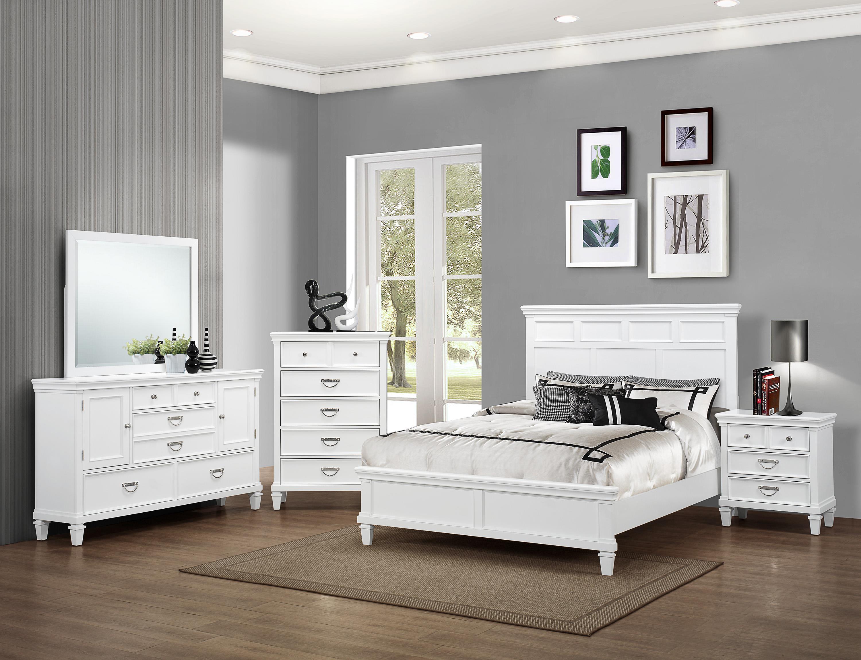 Contemporary Panel Bedroom Set Hannah RB9100-Q-Set-3 in White 