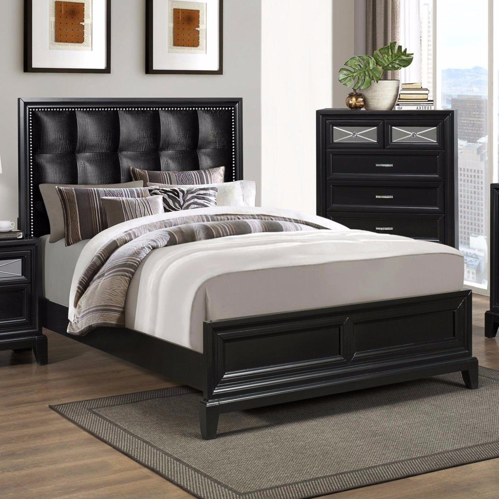 

    
Crown Mark RB9380 Elise Black Finish Shimmery Fabric Queen Size Bedroom Set 3Pcs
