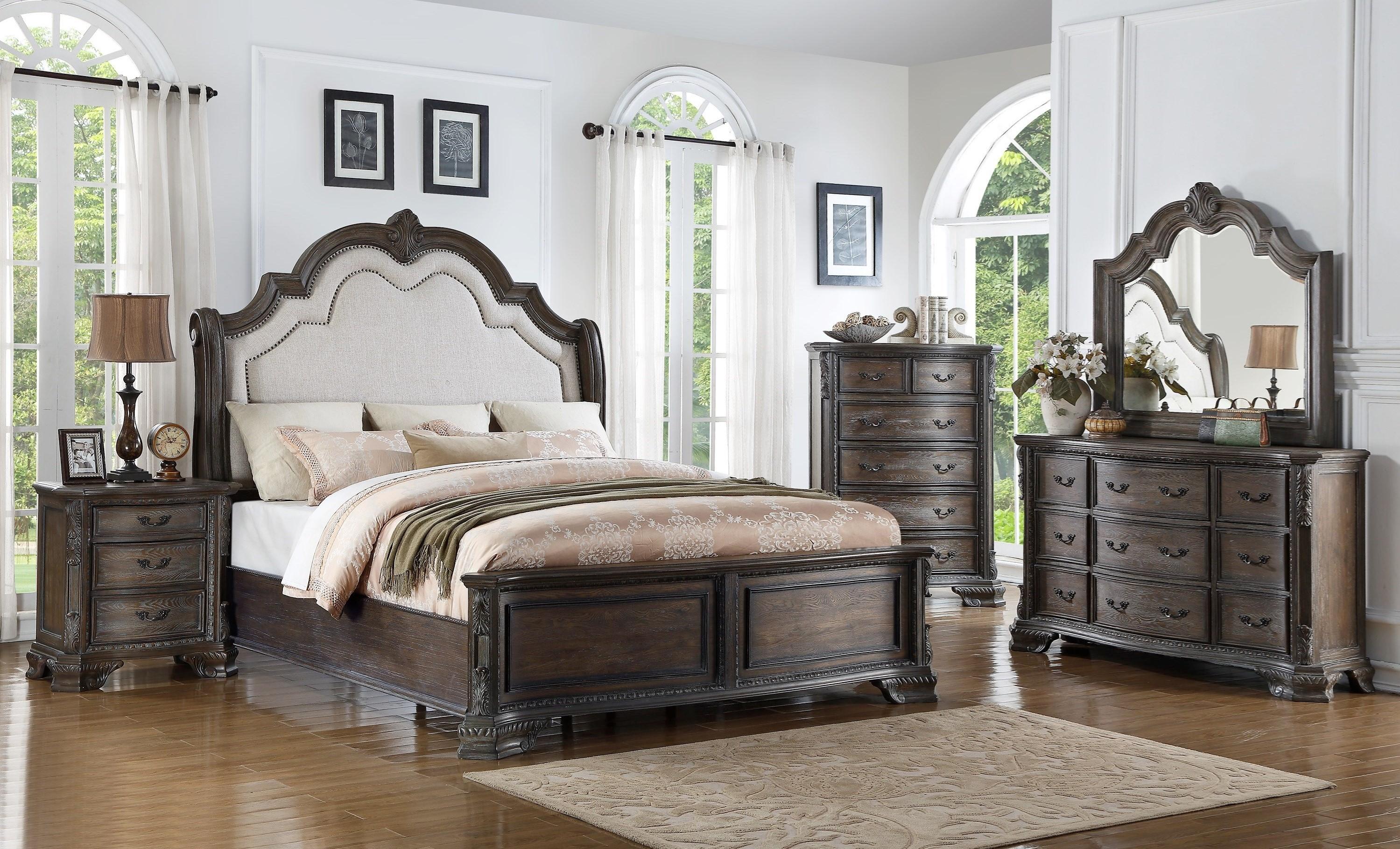 

    
Crown Mark B1120 Sheffield Antique Grey Finish Solid Wood King Bedroom Set 5Pcs Traditional
