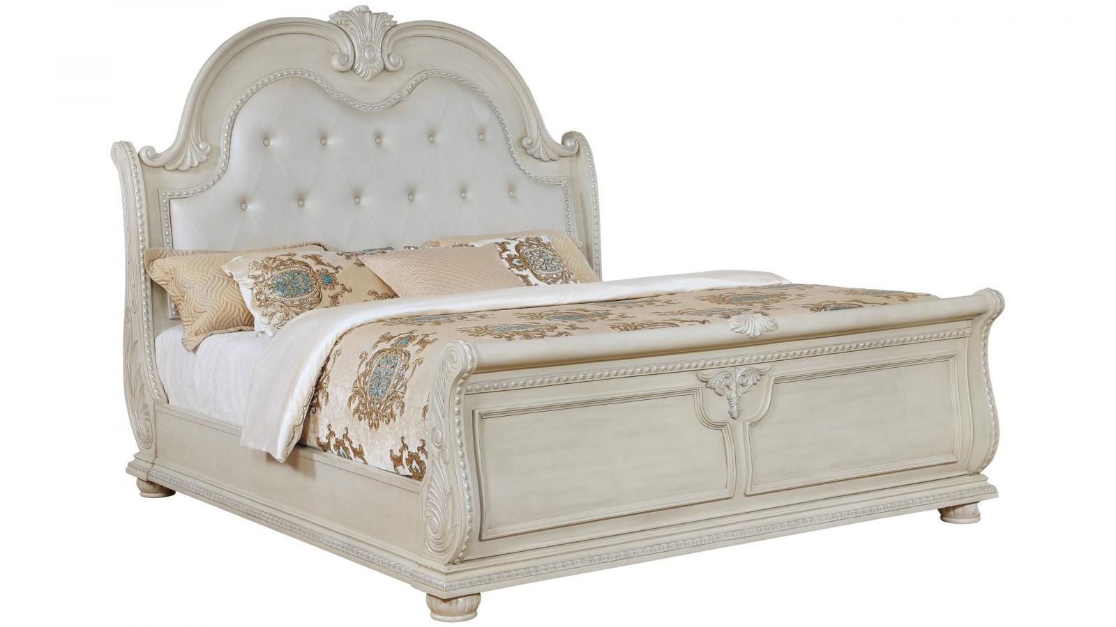 

    
White King Size Panel Bed by Crown Mark Stanley B1630-K-Bed

