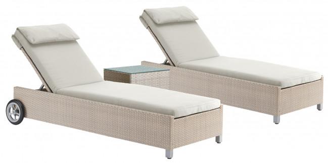 Contemporary Outdoor Chaise Lounger Cubix 902-1349-KBU-3CL in Beige 