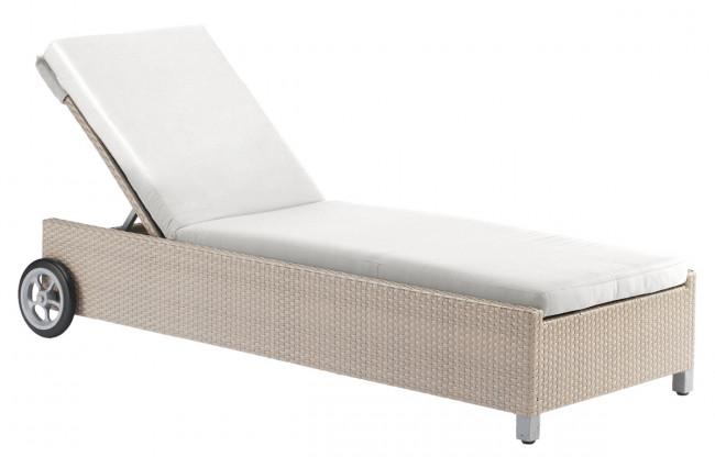 Contemporary Outdoor Chaise Lounger Cubix 902-1349-KBU-CL in Beige 