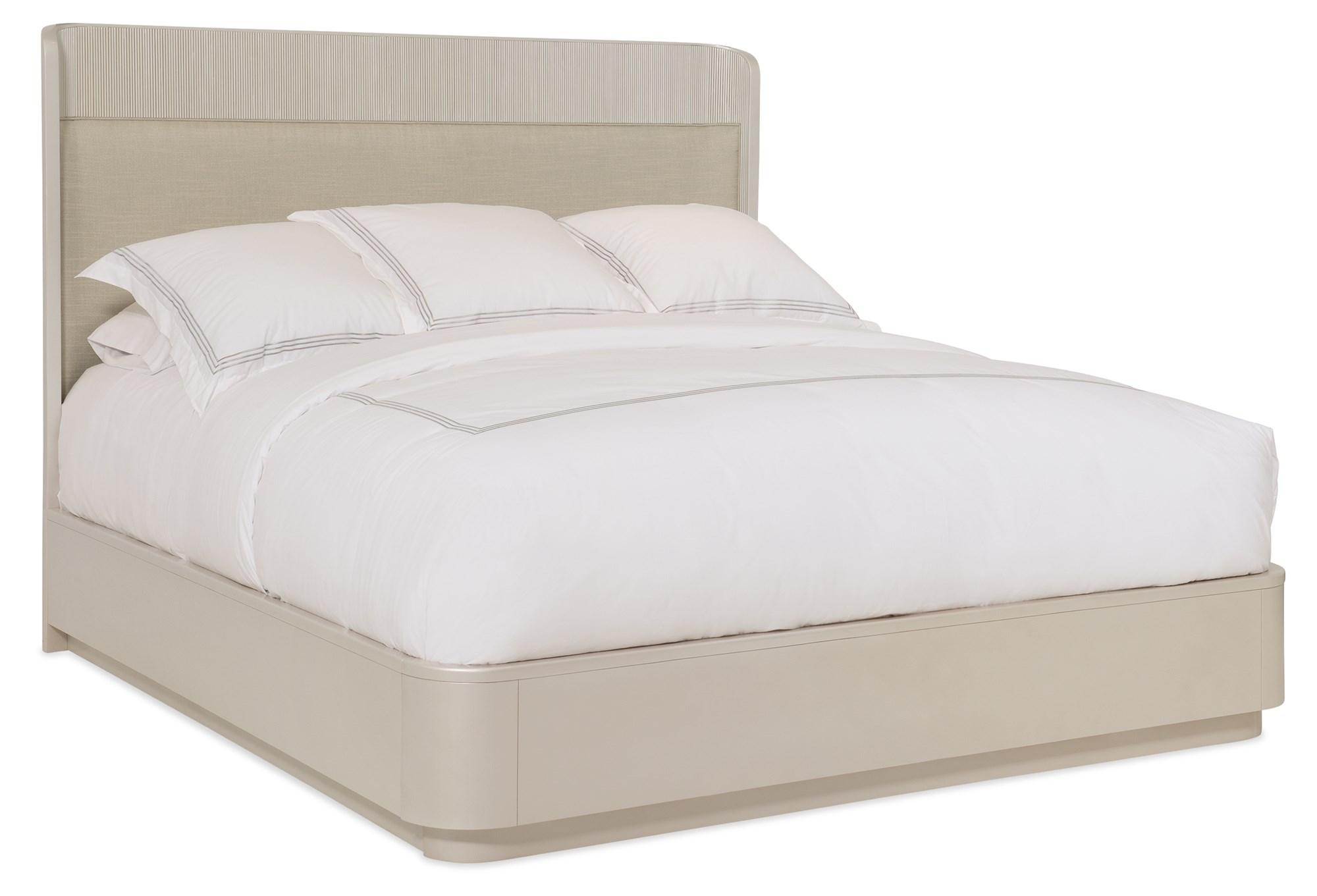 Contemporary Platform Bed FALL IN LOVE CLA-019-141 in Pearl Fabric