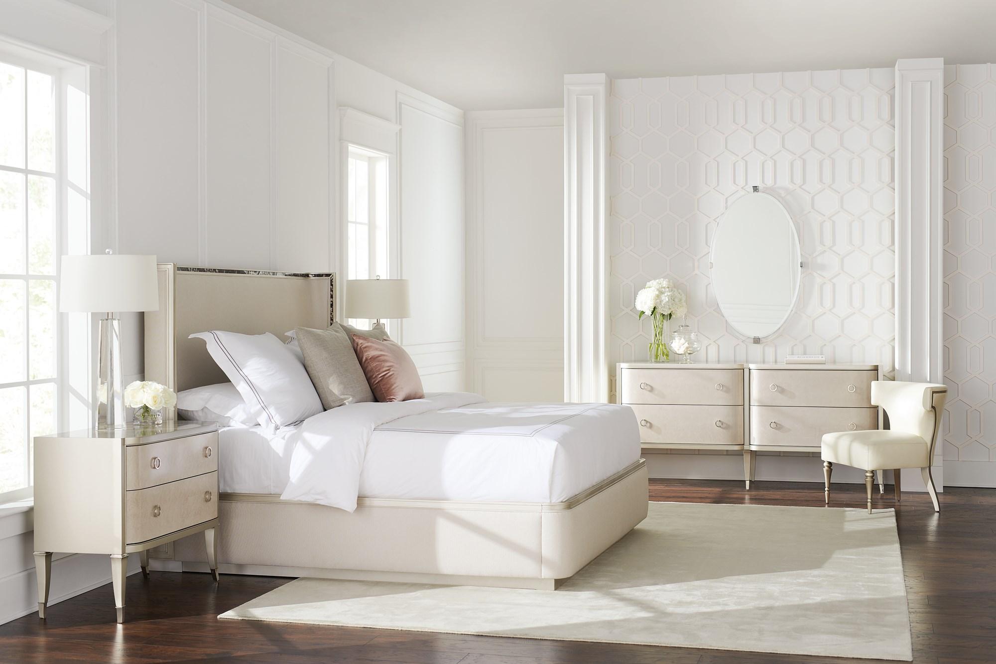 Contemporary Platform Bedroom Set DREAM BIG / PERFECT MATCH CLA-420-121-Set-3 in Beige Fabric