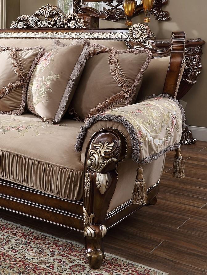

    
Custom Burl & Antique Silver Sofa Traditional Homey Design HD-562
