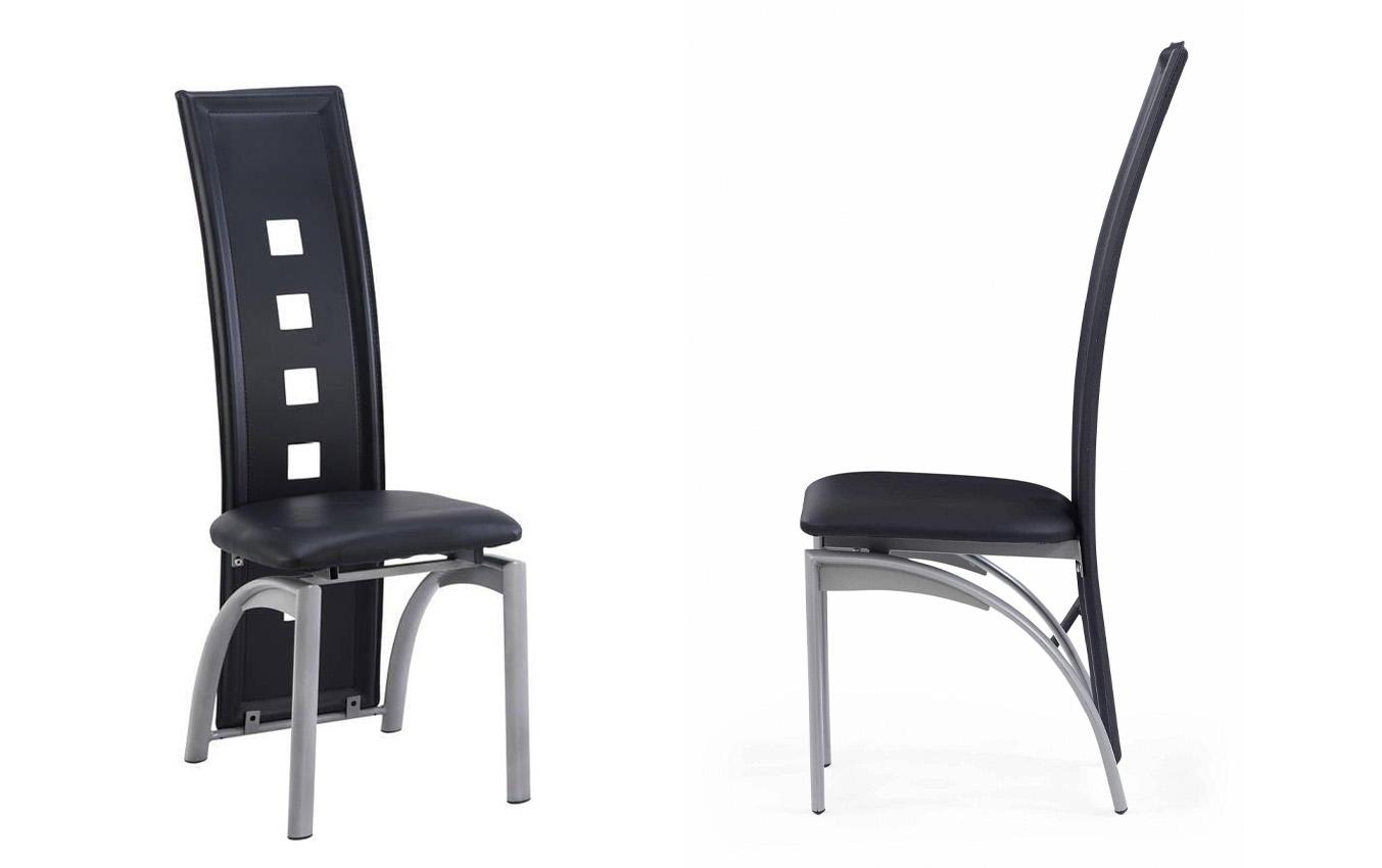 Contemporary Dining Chair Set D1058DC D1058DC-Set-2 in Clear, Black Vinyl