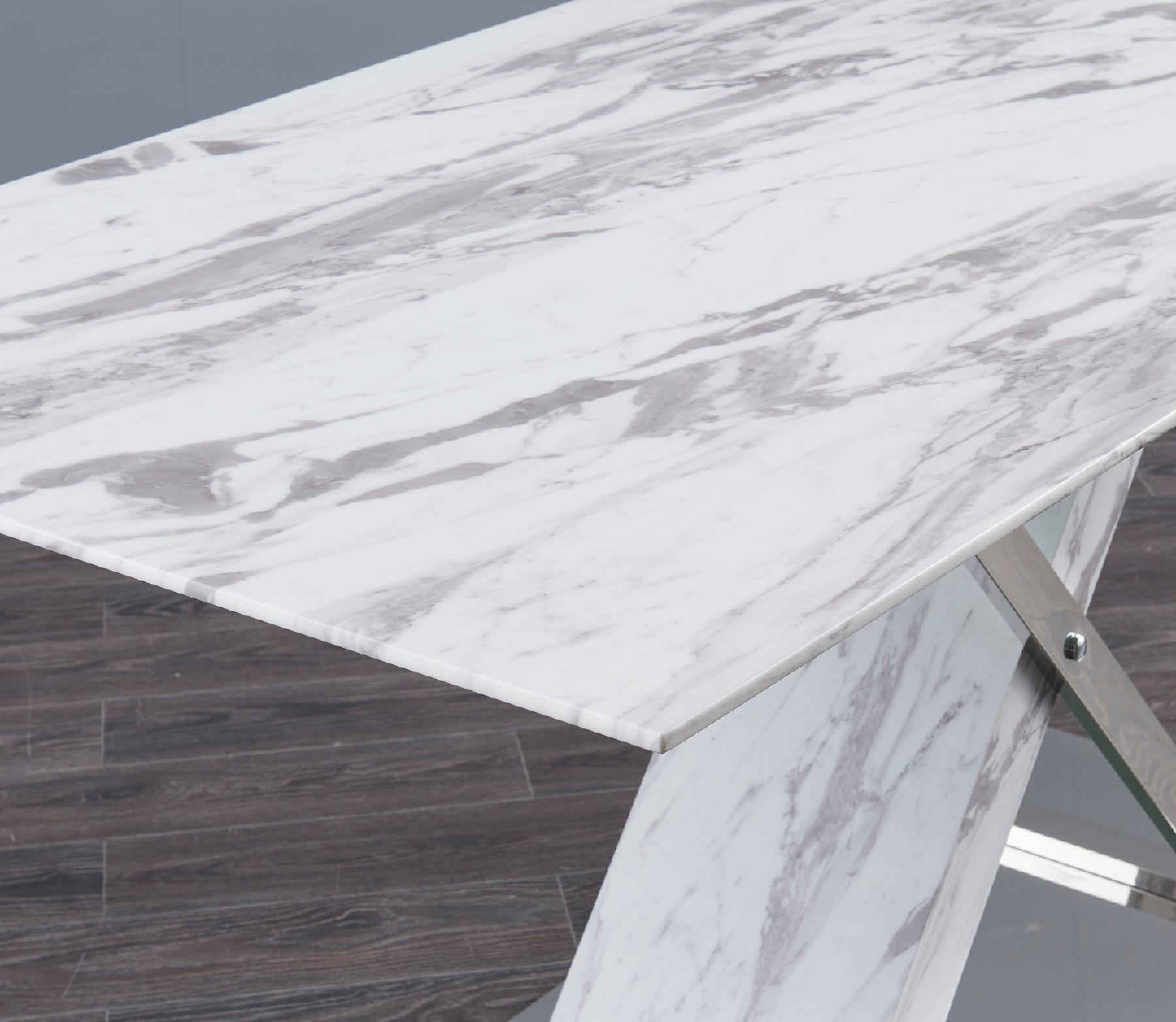 

    
D1274DT-Set-5 D1274DT Modern Carrara Faux Marble Finish Top Dining Set 5Pcs D4957DC-GR Chairs Global USA
