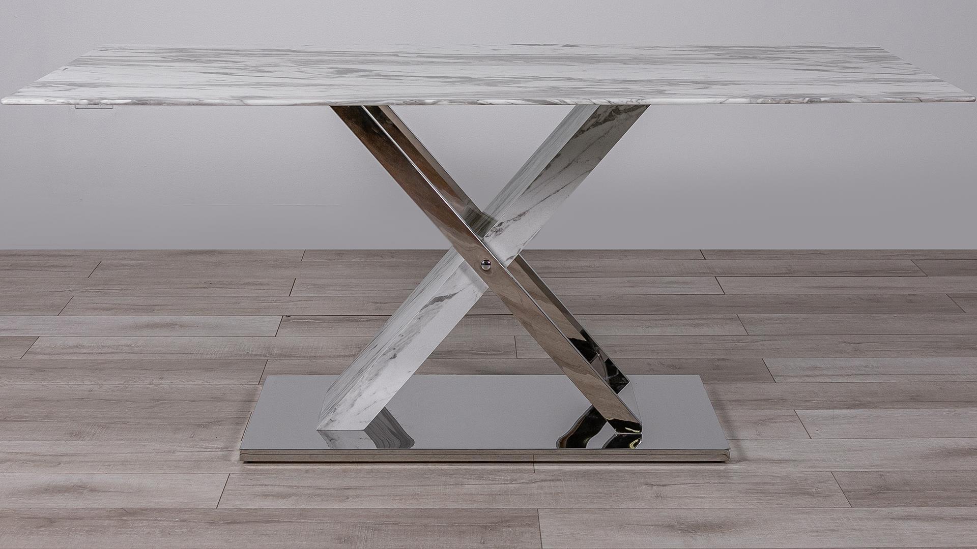 

    
D1274DT Modern Carrara Faux Marble Finish Top Dining Table Global USA
