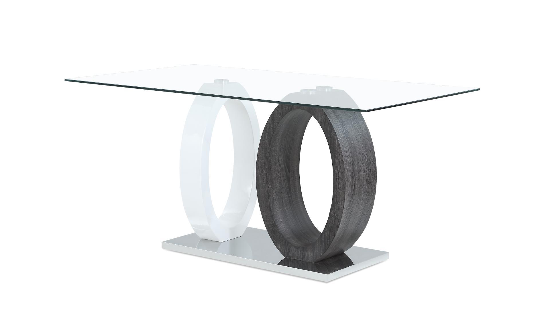 Contemporary Dining Table D1628DT D1628DT in Clear, White, Black 