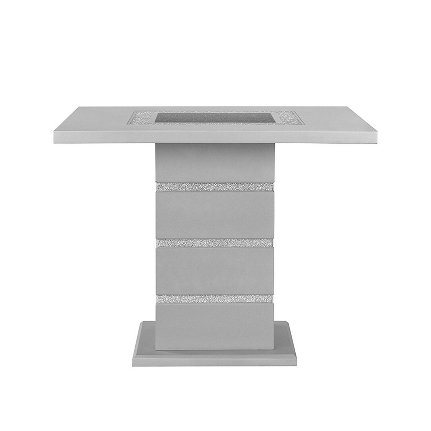 

    
D1903BT Rectangle Shape White & Silver Finish Counter Bar Table Global USA
