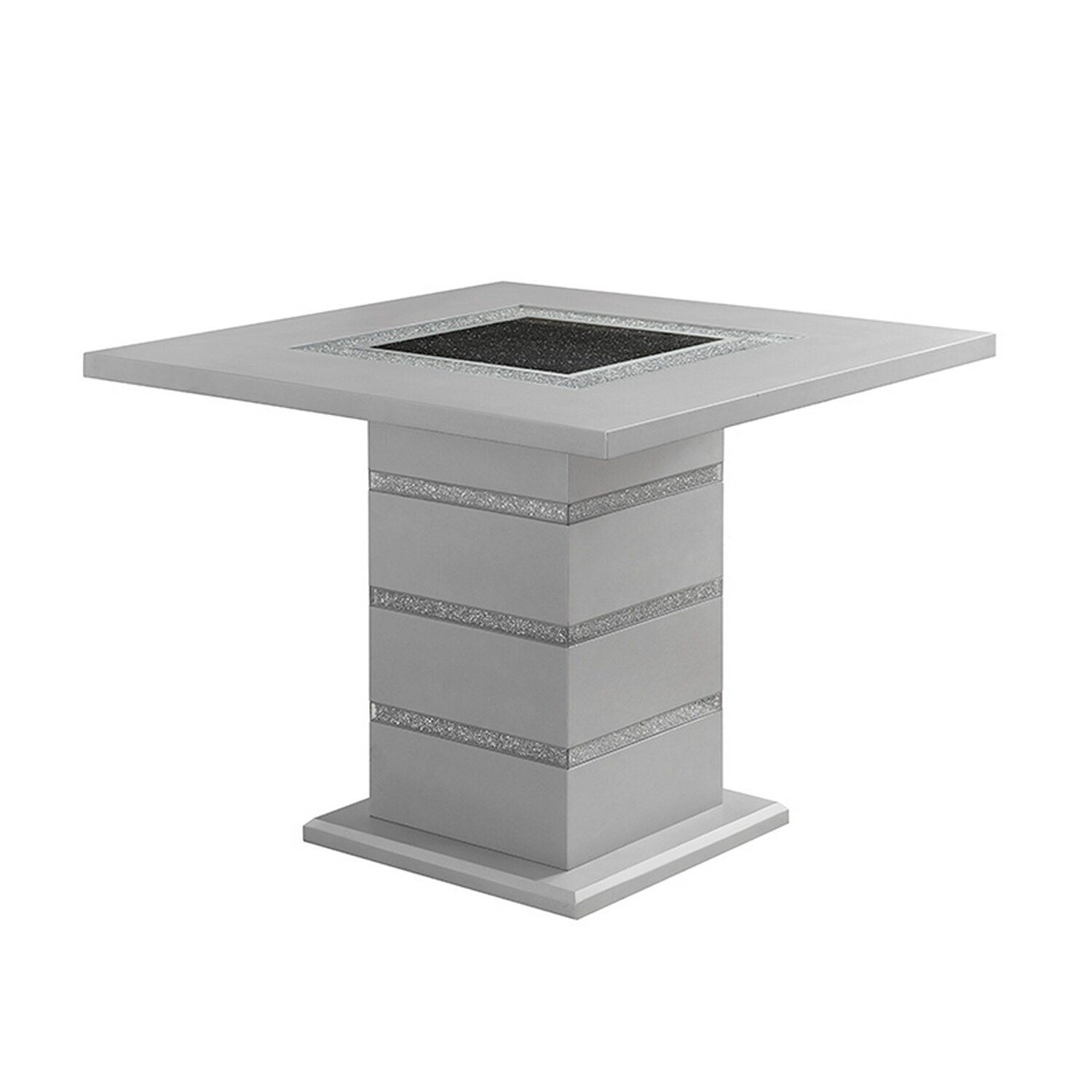 Contemporary Counter Height Table D1903BT D1903BT in White, Silver 