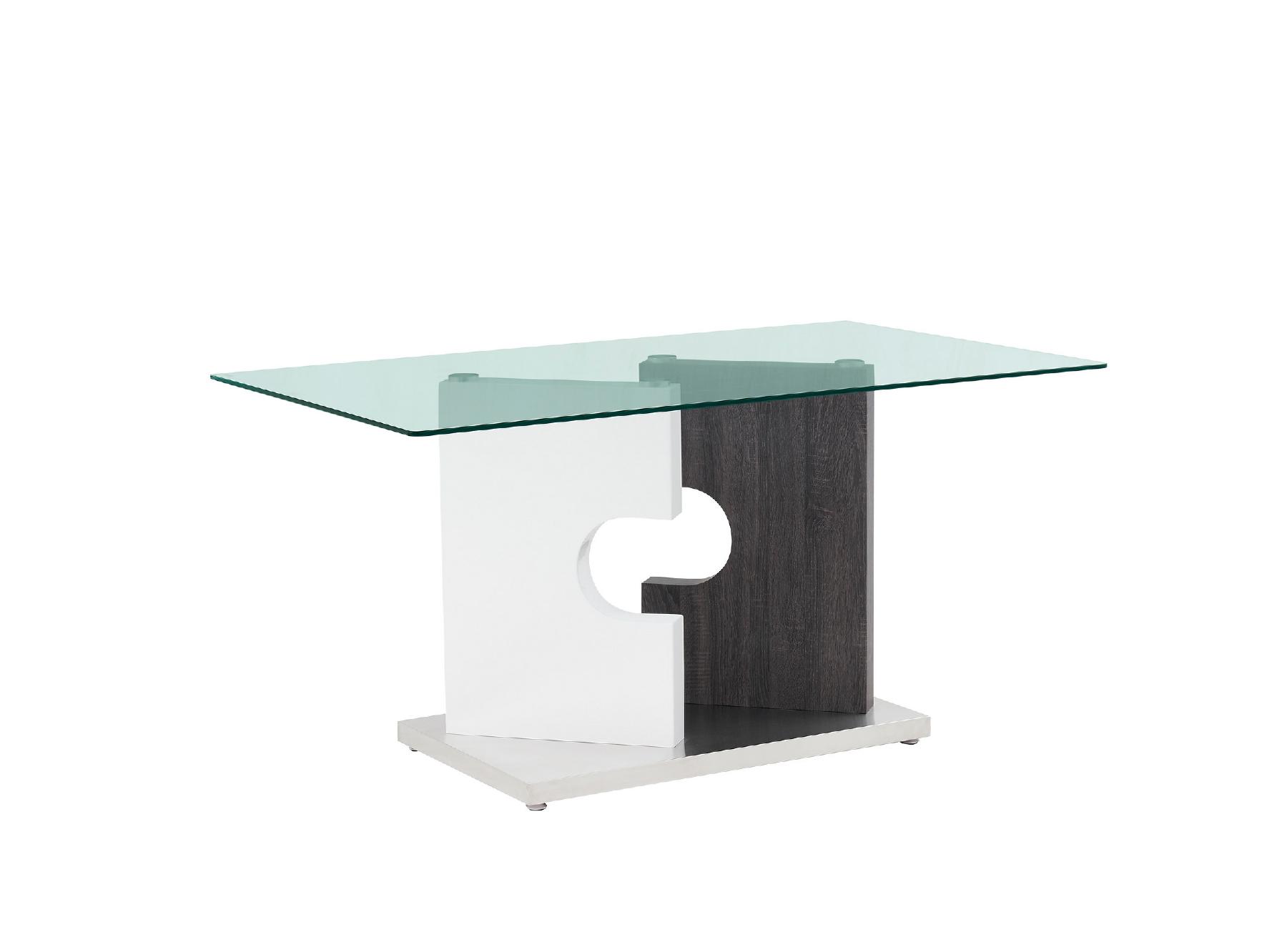 Contemporary Dining Table D219DT-GR D219DT-GR in Clear, White, Gray 