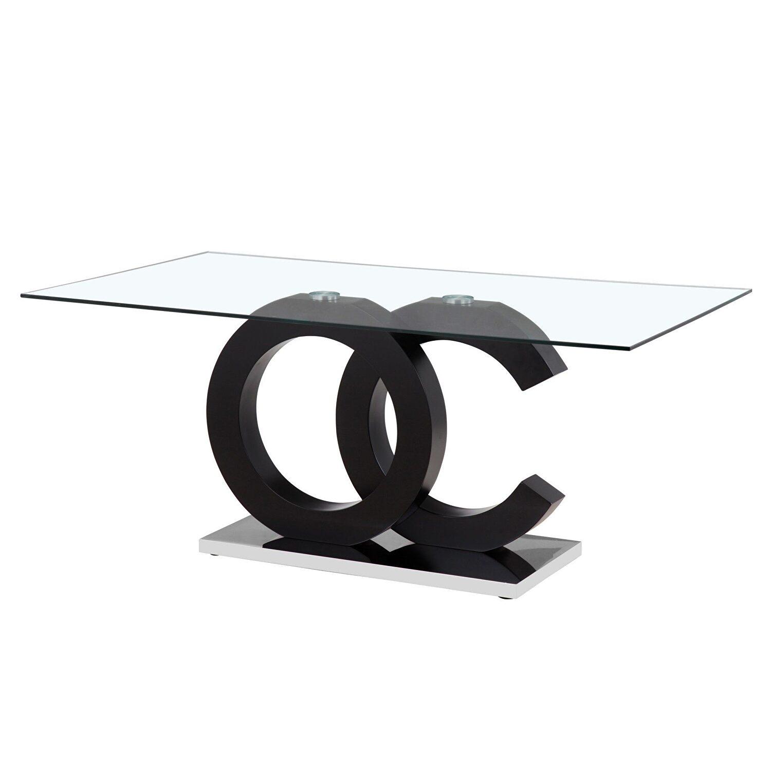 Contemporary Dining Table D2207DT-BLK D2207DT-BLK in Clear, Black 
